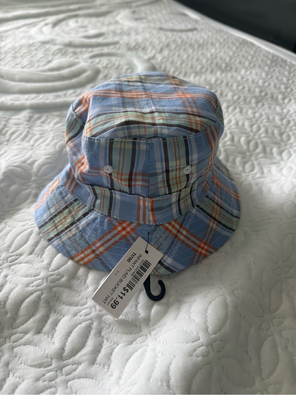 Infant Plaid Bucket Hat - Blue/Orange